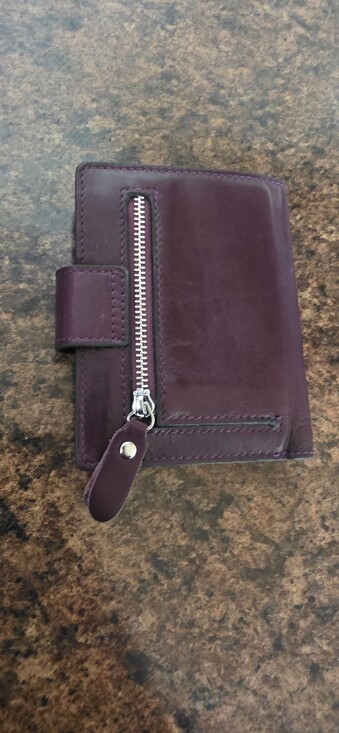 EUC Bostanten Women's Purple Eggplant Leather Snap Wallet WITHOUT ID Card Holder - Picture 5 of 5